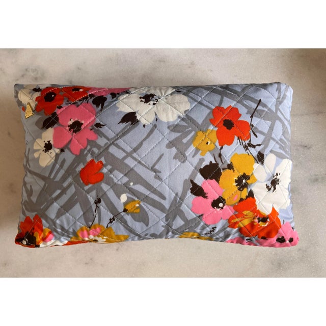 Pair of Blue Floral Vintage Fabric Lumbar Pillow Covers For Sale - Image 4 of 10