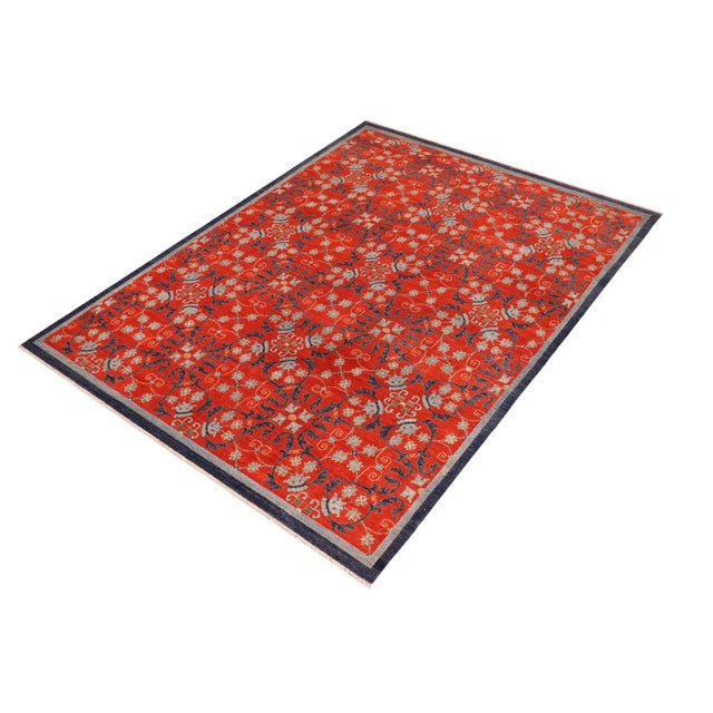 1990s 1990s Classic Ziegler Rust Blue Hand-Knotted Wool Rug - 9'10'' X 13'7'' For Sale - Image 5 of 8