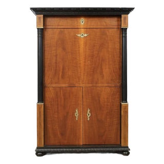 Hungarian Biedermeier Walnut Secrétaire À Abattant With Ebonized Columns, Circa 1830–1845 For Sale