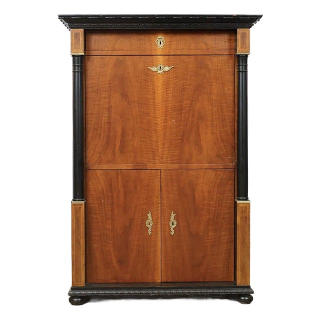 Hungarian Biedermeier Walnut Secrétaire À Abattant With Ebonized Columns, Circa 1830–1845 For Sale