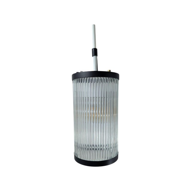 Metal Iron and Glass Strip Wall Lamps, 20th Century, Set of 2 For Sale - Image 7 of 10