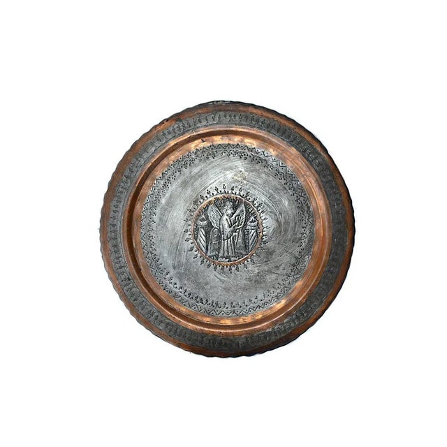 Metal Large Copper Plate with Engraving, 1940s For Sale - Image 7 of 7