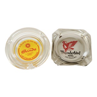Las Vegas Hotel Glass Ashtrays - Set of 2 For Sale
