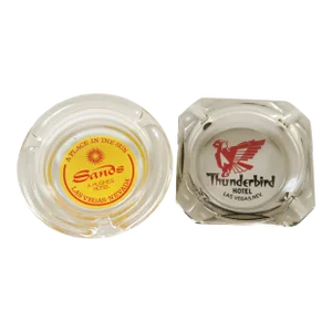 Las Vegas Hotel Glass Ashtrays - Set of 2