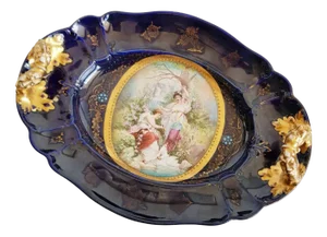 Antique Oval Tray with Handles