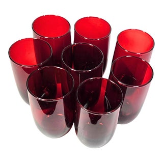 Stemless Ruby Goblets- Set of Eight For Sale