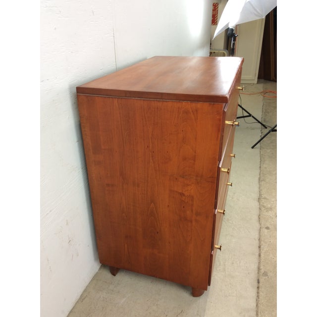 Mid Century Modern Maple Chest of Drawers With Brass Hardware For Sale - Image 12 of 12