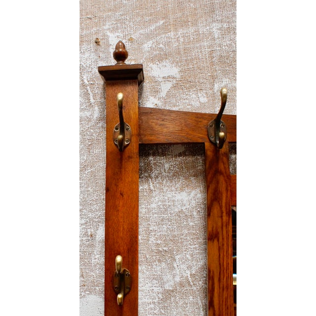 Brown Antique Arts and Crafts Oak Hall Stand, 1880 For Sale - Image 8 of 11