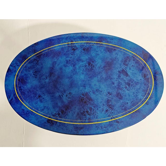 Mid-Century Modern Vintage Bedside Tables in Blue Wood with Lapis Lazuli Effect by Annibale Colombo, 1980s, Set of 2 For Sale - Image 3 of 12