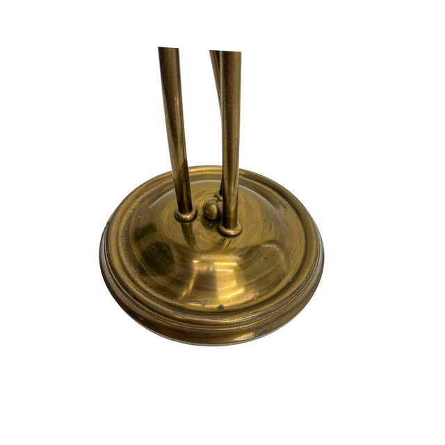 Metal Vintage Brass Floral Table Lamp with Three Lotus Flowers, 1960s For Sale - Image 7 of 14