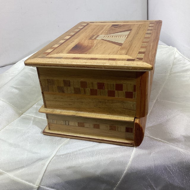 Brown Vintage Puzzle Box With Inlaid Wooden Pyramid For Sale - Image 8 of 13