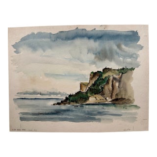 Henry Emil Salloch Original Watercolor on Paper Cap Bon Ami-Gaspé. Quebec, Canada. 1957 For Sale