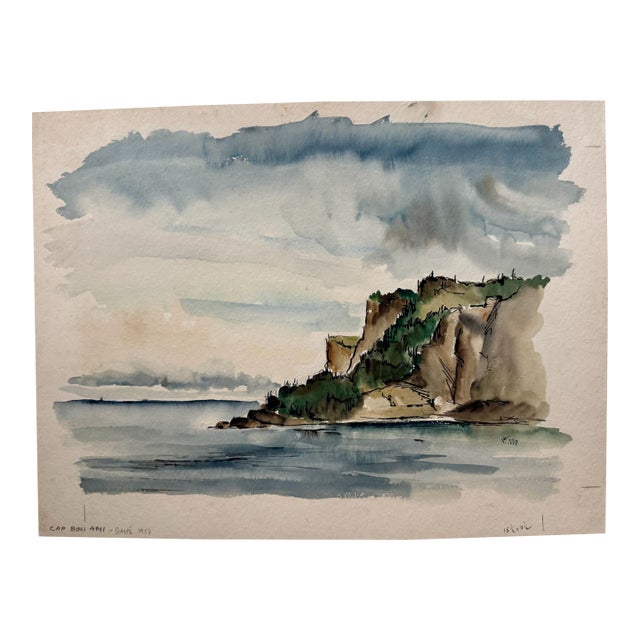 Henry Emil Salloch Original Watercolor on Paper Cap Bon Ami-Gaspé. Quebec, Canada. 1957 For Sale