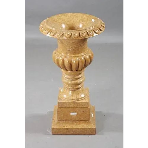 Stone 20th Century Beige Marble Crater Vase For Sale - Image 7 of 9