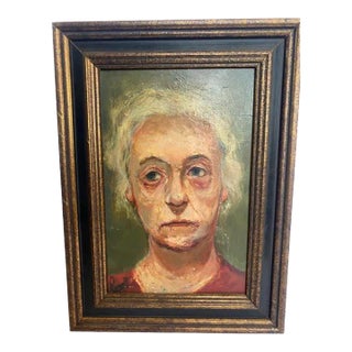 Early 20th Century Oil on Board Painting, Portrait of Woman, Framed Artist Signed For Sale