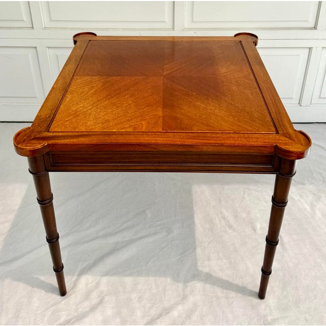 1967 Drexel Et Cetera Flip Top Faux Bamboo Game Table For Sale In Los Angeles - Image 6 of 12