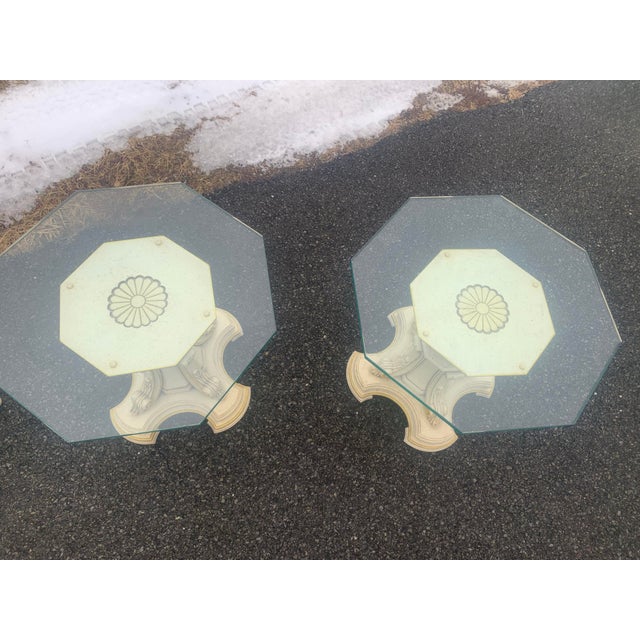 Traditional 1970s Regency Glass Top Gilt Wood Pair Side Tables - a Pair For Sale - Image 3 of 9