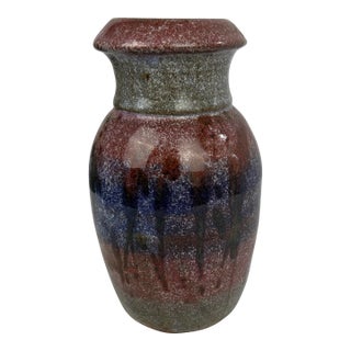 Vintage Mid-Century Style Drip Glaze Studio Pottery Vase — Signed Jamie For Sale