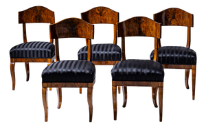 Biedermeier Shovel-Back Chairs in Walnut, 1830, Set of 5