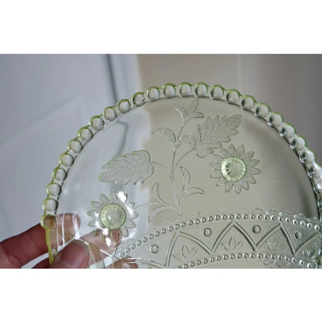 Antique Victorian-era EAPG (Early American Pattern Glass) fan-form plate by Adams & Co. of Pittsburgh, Pennsylvania, circa...