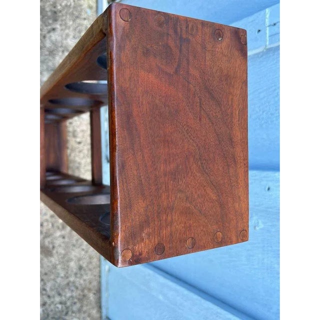 Tall Mid Century Modern 6-Bottle Solid Teak Wine Rack For Sale - Image 4 of 6