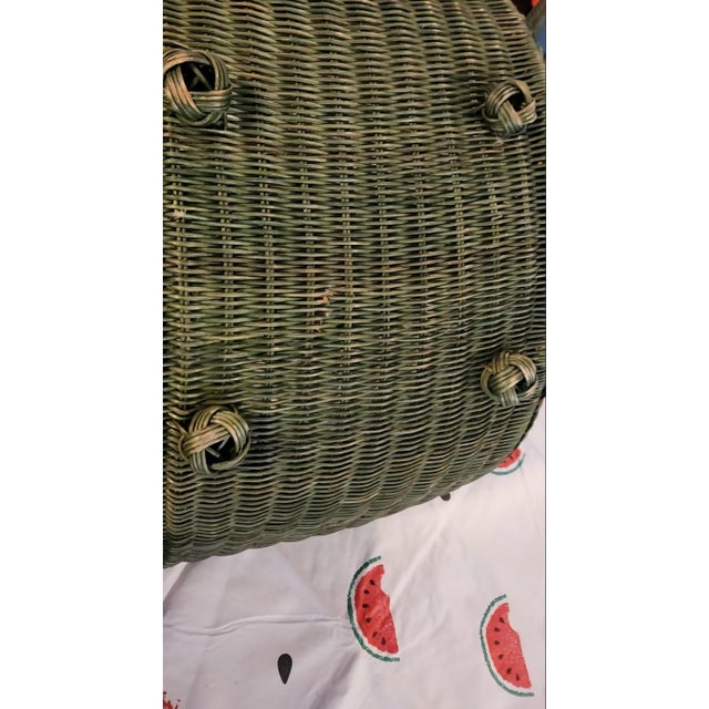 1980s Vintage Boho Chic Watermelon Wicker Picnic Basket & Matching Tablecloth Set - 2 Pieces For Sale - Image 11 of 11