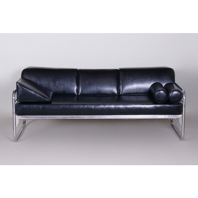 Bauhaus Bauhaus Sofa in Chrome and Leather by Hynek Gottwald, Czech, 1930s For Sale - Image 3 of 10