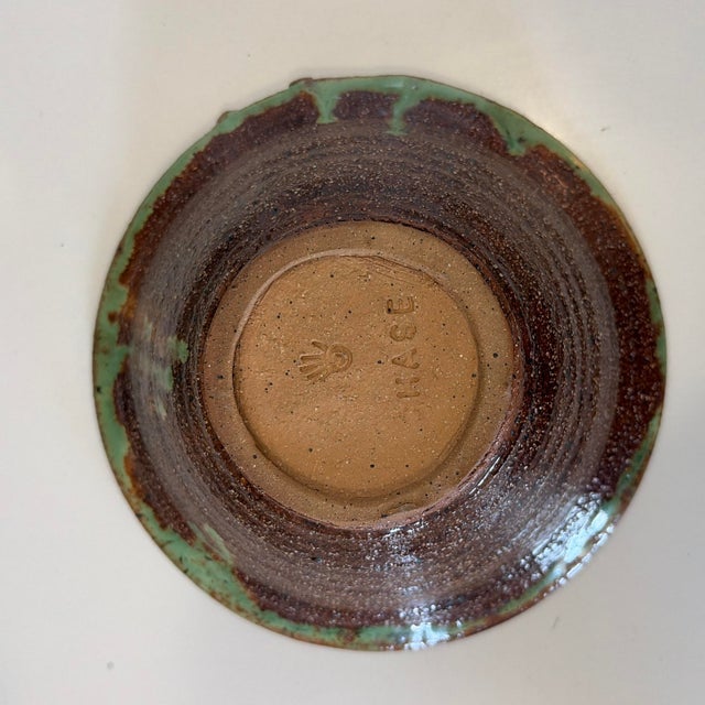 1990s Handmade Green Studio Pottery Bowl With Sculptural Rim Detail For Sale - Image 5 of 9