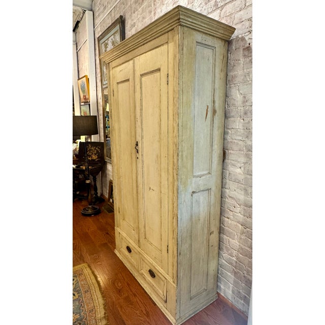 Antique Rustic Painted Wardrobe For Sale - Image 4 of 7