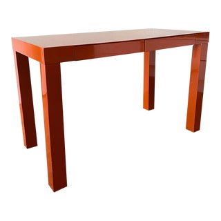 Modern Orange Lacquered Parsons Desk For Sale