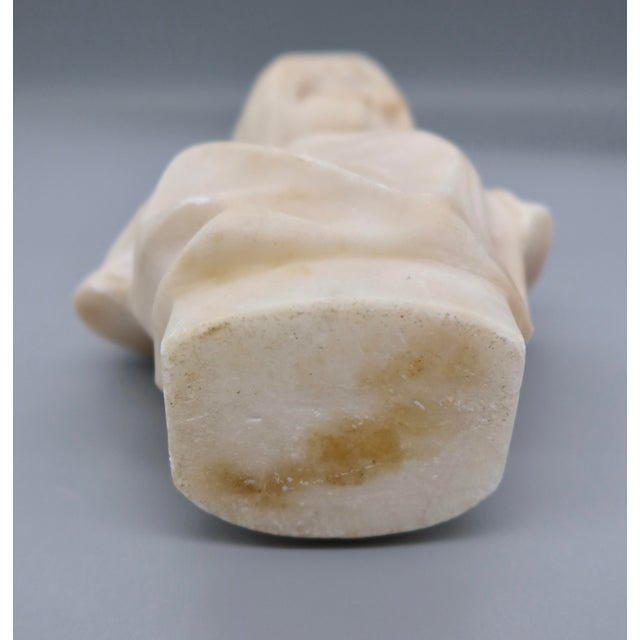 Antique Italian Alabaster Bust, Signed Pugi — Hooded Female Figure, Late 19th / Early 20th Century For Sale - Image 9 of 9
