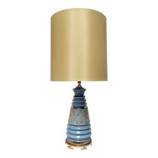 Vintage Mid-Century Modern Ceramic and Brass Lamp For Sale