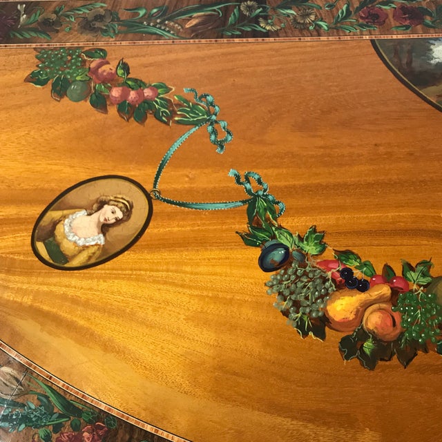 American 1920s Americana Satin Wood Handpainted Tables - a Pair For Sale - Image 3 of 13