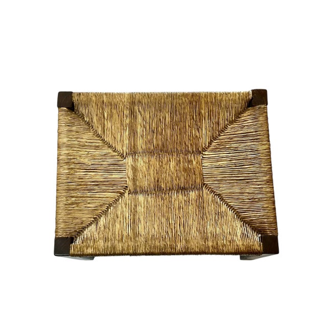 Antique Arts and Crafts Oak and Rush Seat Footstool For Sale - Image 11 of 12