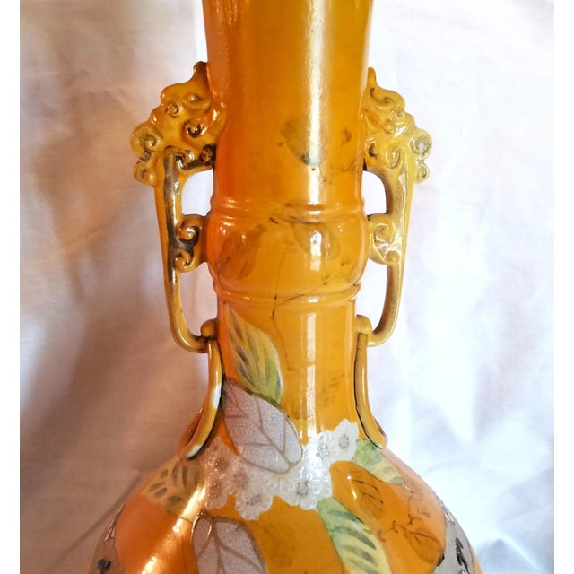 Late 19th Century Antique Large Yellow Japanese Satsuma Vase For Sale - Image 5 of 8