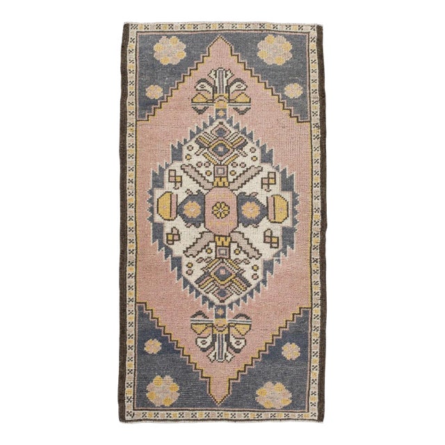 Oriental Hand Knotted Vintage Turkish Mini Rug 1'9" x 3'4" For Sale
