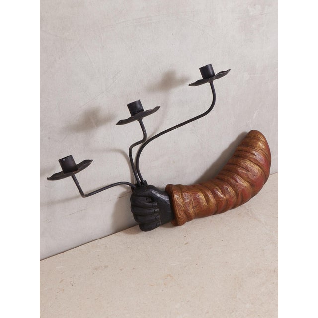 Wood Hand Candle Holder For Sale - Image 7 of 12