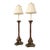 Pair of Maitland-Smith Candlestick-Form Table Lamps With Original Shades Harp and Finials For Sale
