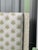 Charming 4 poster with hand carving ( gouged) pattern on solid Pine ! Upholstery is in floral motif on linen. The wood is...