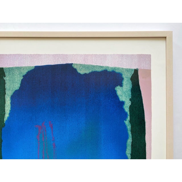 Royal Blue Helen Frankenthaler Vintage 1993 Abstract Expressionist Lithograph Print Framed Large Exhibition Poster " Freefall : Trial Proof " 1992 For Sale - Image 8 of 12