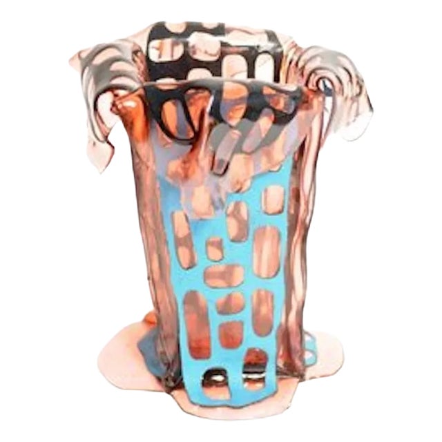 Sagarana Vase in Pink and Turquoise Leather by Fernando & Humberto Campana for Corsi Design Factory For Sale