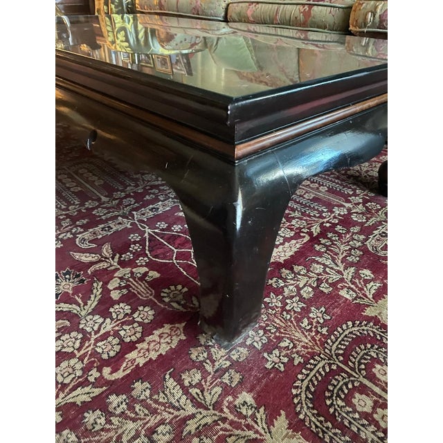 Black Black Lacquer Chinoiserie Coffee Table, 18th Century Panel of Flowers For Sale - Image 8 of 8