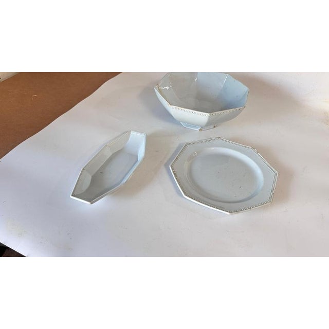 French Ceramic Tableware Set with Beads attributed to Creil Montereau, 19th Century, Set of 3 For Sale - Image 3 of 18