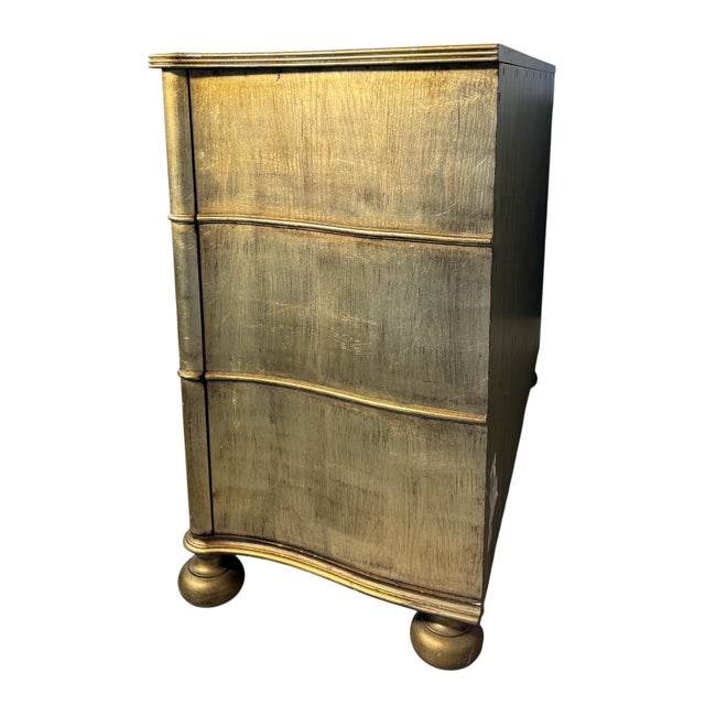 2010s Ethan Allen Serpentine Chest in Original Metallic Silver-Gold Finish For Sale - Image 5 of 13