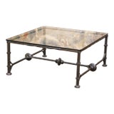 Mid-Century Iron and Glass Coffee Table in the Manner of Diego Giacometti For Sale