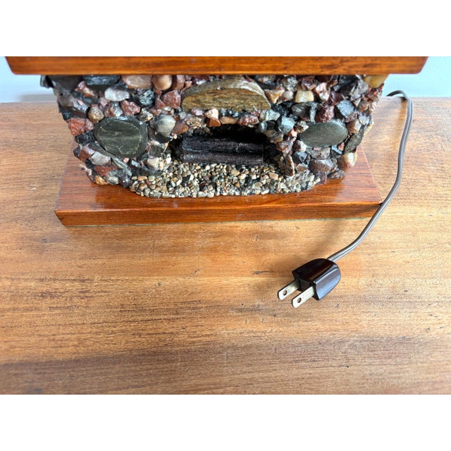 1940s Rustic Stone Fireplace Lamp Plus Night Light With Shade For Sale - Image 11 of 12