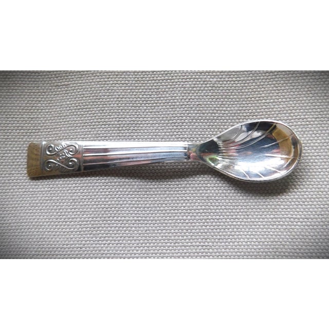 Antique English Classic Silver Art Deco Salt Spoon For Sale - Image 10 of 11