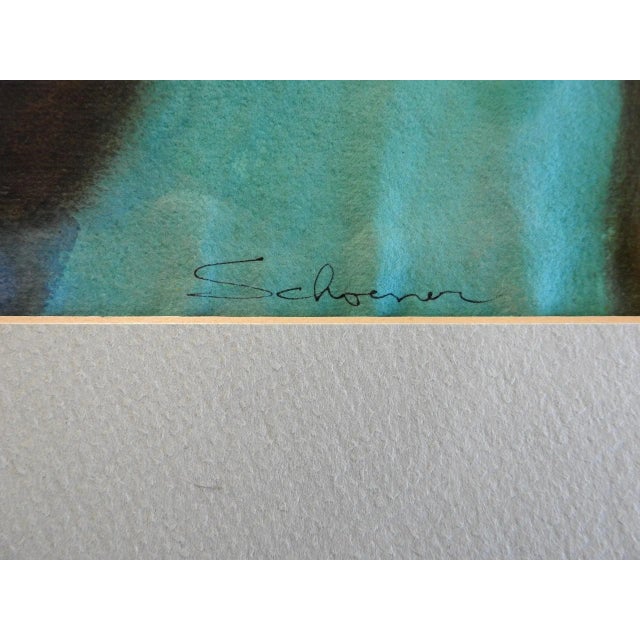 1960s 1960s Vintage Jason Schoener Original Abstract Gouache Framed Painting For Sale - Image 5 of 8