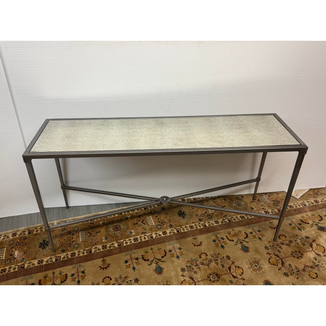 Rustic European Sunrise Home Antiqued Console Table For Sale - Image 3 of 12