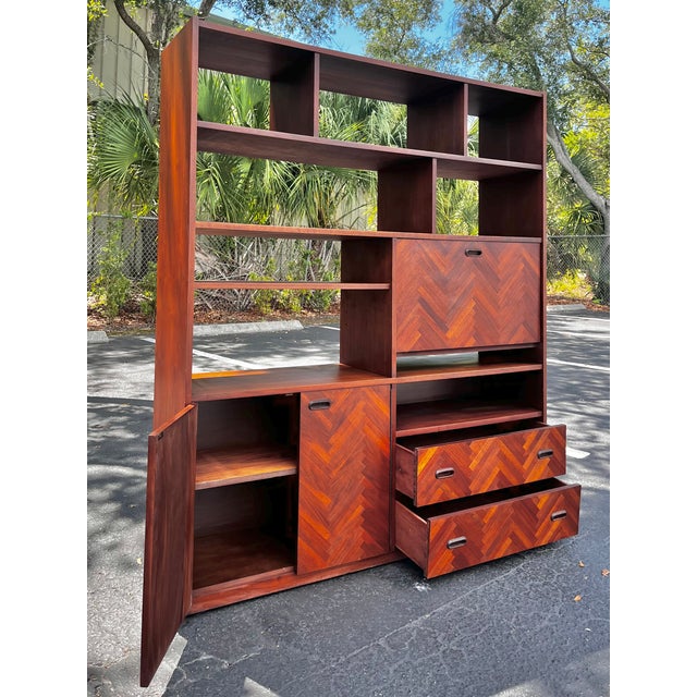 Mid 20th Century Mid Century Danish Modern Herringbone Room Divider or Dry Bar For Sale - Image 5 of 18